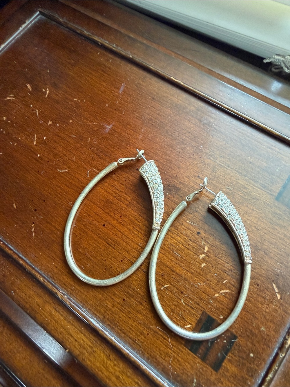Jessica Simpson Pave Accent Hoop Earrings - Silver